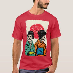 Skeleton Geisha Girls im Aufstieg des japanischen  T-Shirt