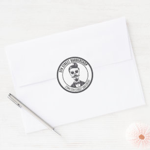 Skeleton Gentleman Barber Logo Cross Branding Runder Aufkleber