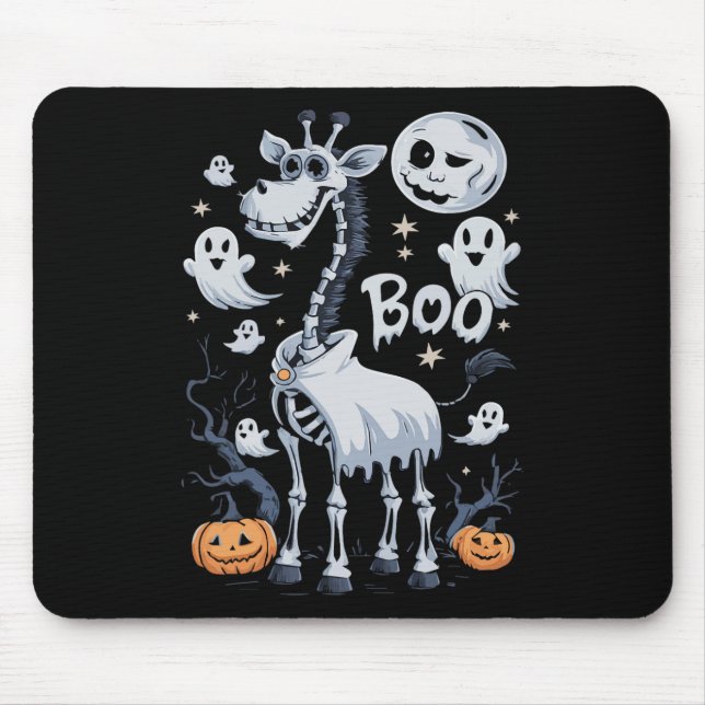 Skeleton Giraffe in Ghosts Halloween Mousepad (Vorne)