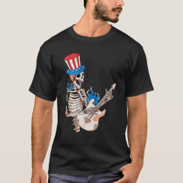 Skeleton Gitarre spielen 4. Juli Funny Patrioti T-Shirt
