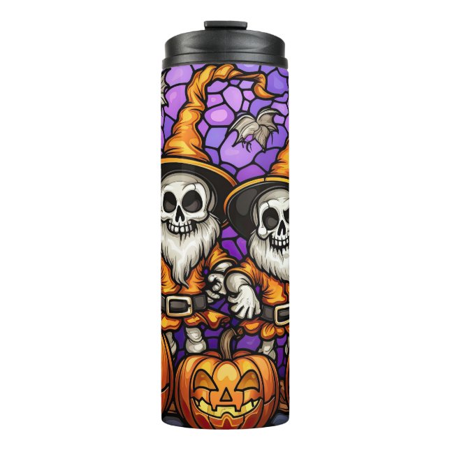 Skeleton Gnomes Halloween Thermosbecher (Vorderseite)