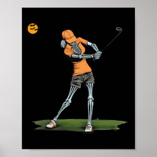 Skeleton Golf Funny Halloween Golfsport Golfe Poster