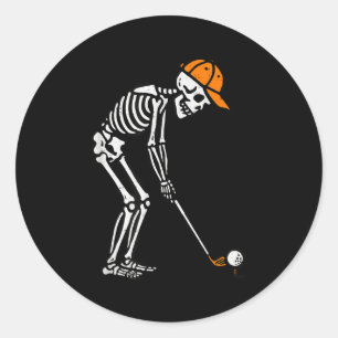 Skeleton Golf Halloween Golfer Kostüm Vater Mens B Runder Aufkleber