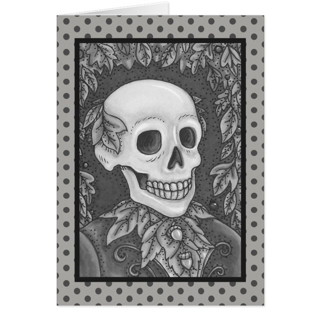 SKELETON GOTH GENTLEMAN SKULL GREETING CARD Blank (Vorne)
