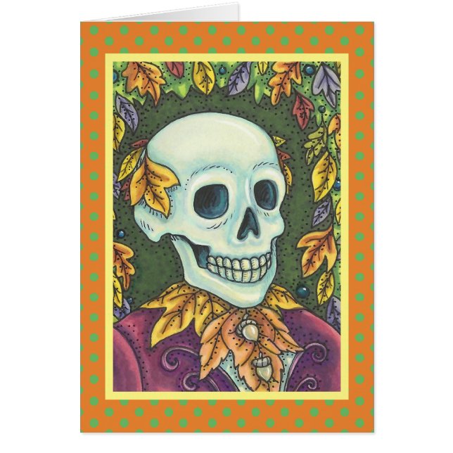 SKELETON GOTH GENTLEMAN SKULL GREETING CARD Blank (Vorne)