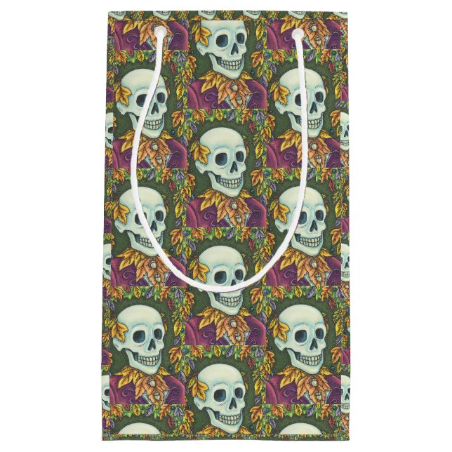 SKELETON GOTHIC GENTLEMAN SKULL HALLOWEEN GIFT BAG KLEINE GESCHENKTÜTE (Vorderseite)