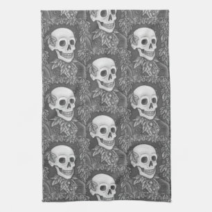 SKELETON, GOTHIC GENTLEMAN SKULL KITCHEN TOWEL GESCHIRRTUCH