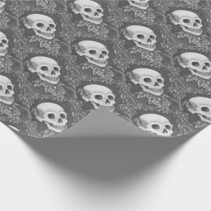 SKELETON, GOTHISCHES GENTLEMAN SKULL WRAPPING PAPI GESCHENKPAPIER