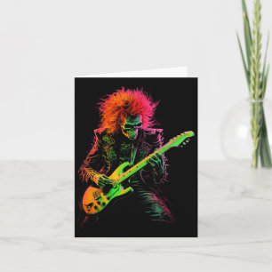 Skeleton Grafik T-Shirt spielt Gitarre Rockband Ha Karte