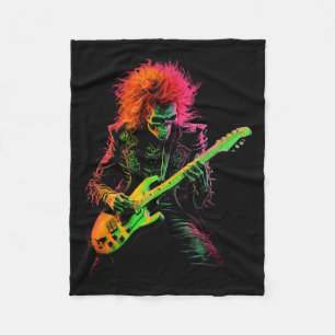 Skeleton Graphic T-Shirt Playing Gitarre Rock Band Fleecedecke