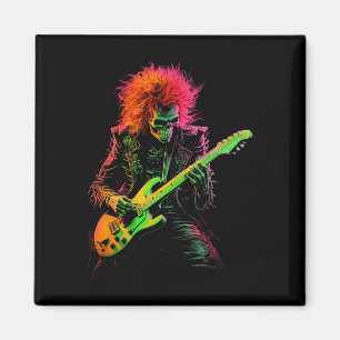Skeleton Graphic T-Shirt Playing Gitarre Rock Band Magnet