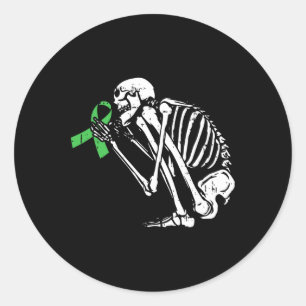 Skeleton Green Ribbon Mental Health Awareness Warc Runder Aufkleber