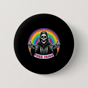 Skeleton Grim Sensenmann Halloween Funny Rainbow F Button