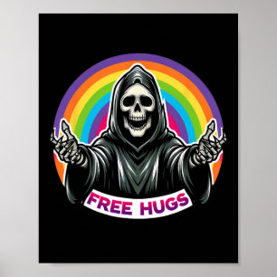Skeleton Grim Sensenmann Halloween Funny Rainbow F Poster
