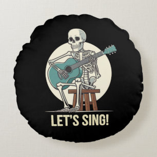 Skeleton Guitar - "Lass's Sing!" Musical Skeleton Rundes Kissen