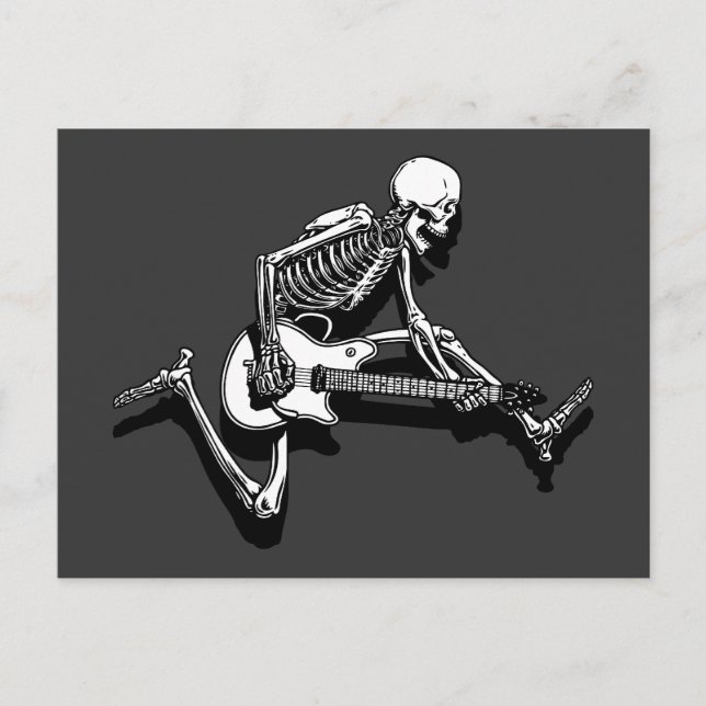 Skeleton Guitarist Jump Postkarte (Vorderseite)