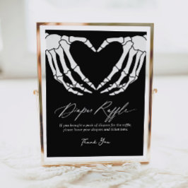 Skeleton Halloween Baby Dusche Windel Raffle Schil Poster