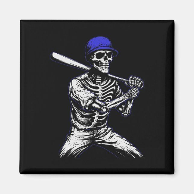 Skeleton Halloween Baseball Player Magnet (Vorne)