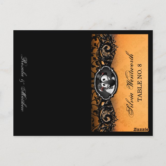 Skeleton Halloween, der die Platzkarte-Namen gedru Postkarte (Rückseite)