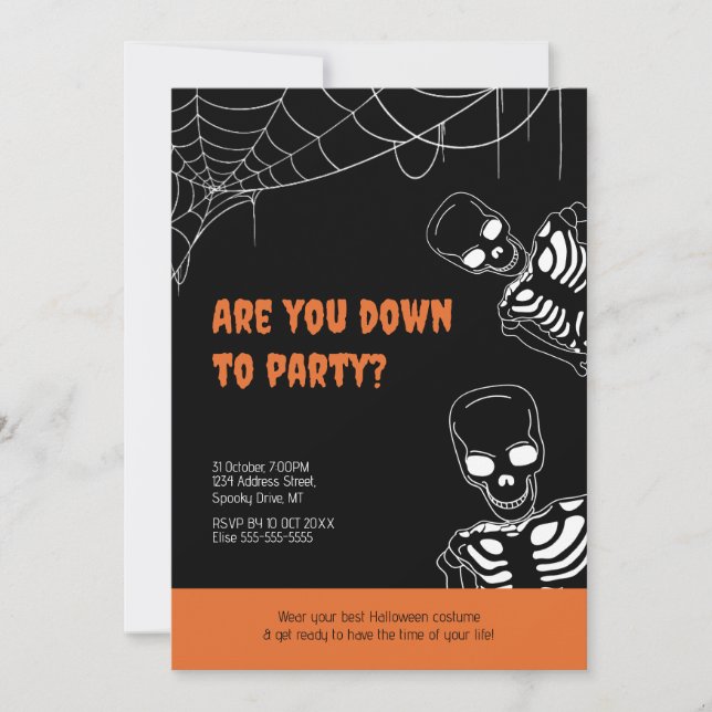 Skeleton Halloween Erwachsene Party Einladung (Vorderseite)