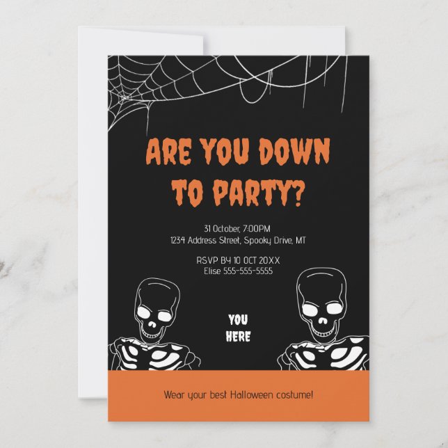 Skeleton Halloween Erwachsene Party Einladung (Vorderseite)