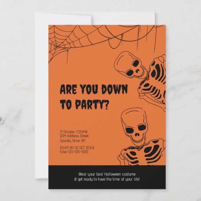 Skeleton Halloween Erwachsene Party Einladung (Vorderseite)