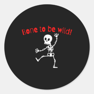 Skeleton Halloween Funny Bone Wild Runder Aufkleber