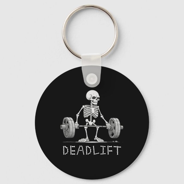 Skeleton Halloween Funny Weight Lifting-Kostüm Schlüsselanhänger (Vorderseite)