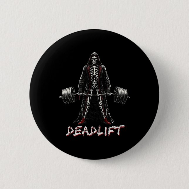 Skeleton Halloween Gym Jokes Weightlift Workout Button (Vorderseite)