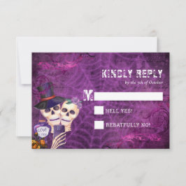 Skeleton Halloween Hochzeit RSVP Karte