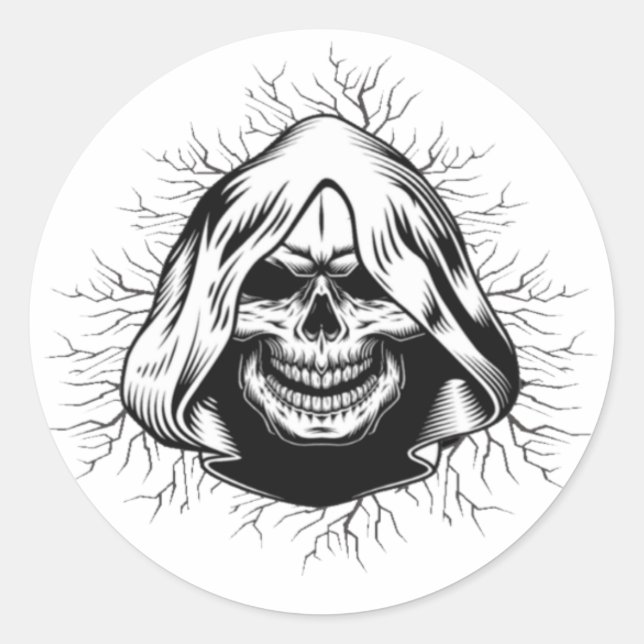 Skeleton Halloween Klassischer Rundsticker Runder Aufkleber (Vorderseite)