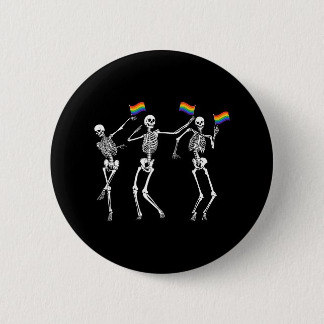 Skeleton Halloween Lgbt Flag Skeleton Gay Pride Mo Button (Vorderseite)