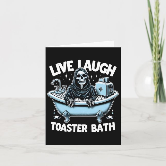 Skeleton Halloween Live-Lagh Toaster Bath Design Karte (Vorderseite)