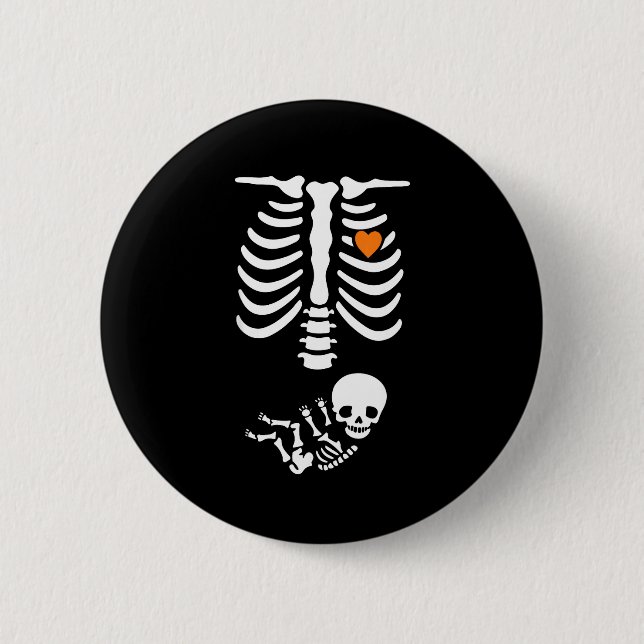 Skeleton Halloween Maternity Funny Pregnancy 2025  Button (Vorderseite)