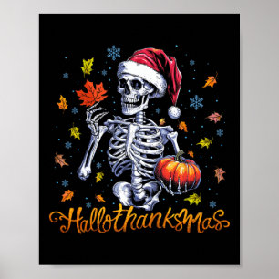 Skeleton Halloween Mery Christmas Happy Hallodanke Poster