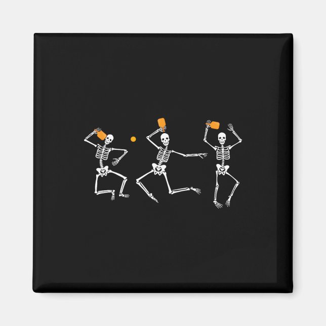 Skeleton Halloween Pickleball Magnet (Vorne)