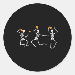 Skeleton Halloween Pickleball Runder Aufkleber