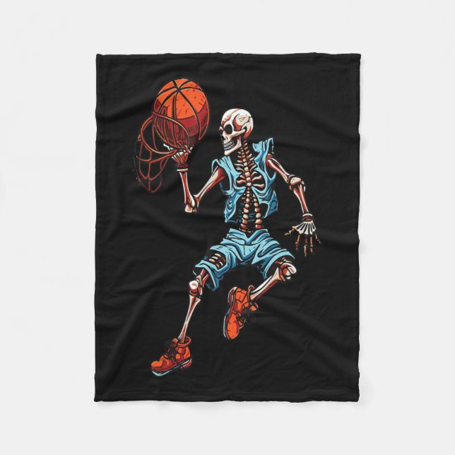 Skeleton Halloween Spooky Dunking Skull-Kostüm Fleecedecke (Vorderseite)