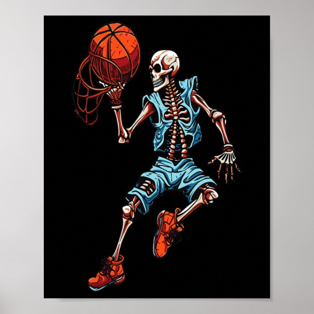 Skeleton Halloween Spooky Dunking Skull-Kostüm Poster (Vorne)