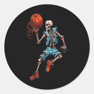 Skeleton Halloween Spooky Dunking Skull-Kostüm Runder Aufkleber
