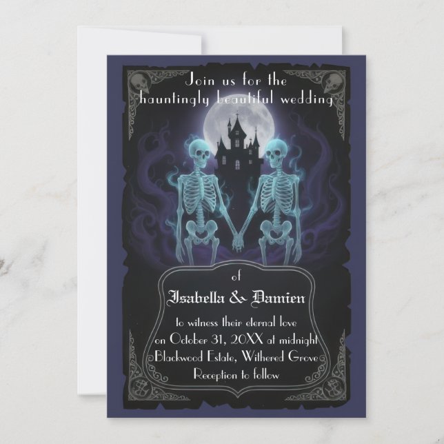 Skeleton Halloween Wedding Invitation (Devant)