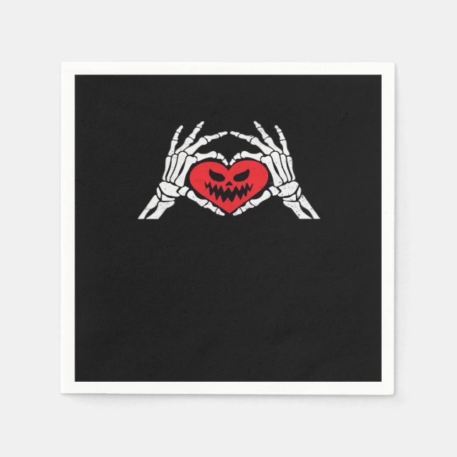 Skeleton hält ein heißes, unheimliches Halloween Serviette (Vorderseite)