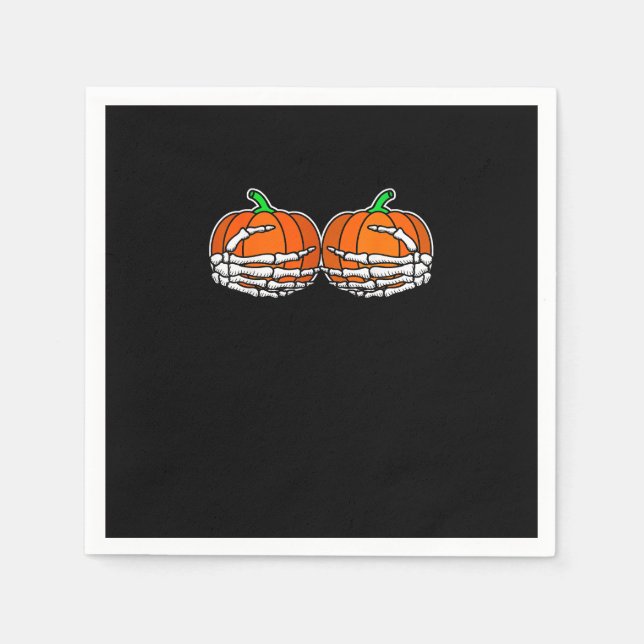 Skeleton Hand auf Brust Kürbis Halloween Frauen Serviette (Vorderseite)
