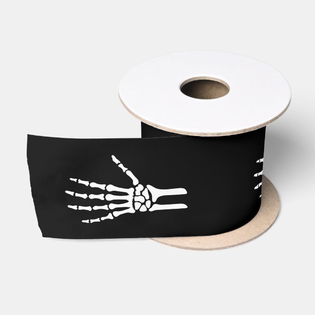 Skeleton Hand Bonbonhand Silhouette Halloween Blac Satinband (Spule)