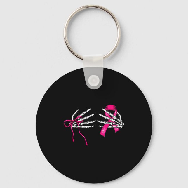Skeleton Hand Check Your S Funny Survivor Breast C Schlüsselanhänger (Vorderseite)