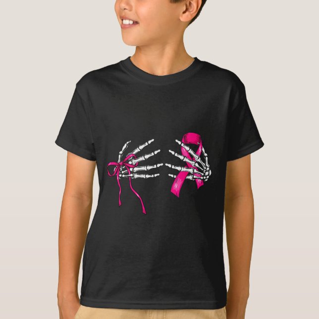 Skeleton Hand Check Your S Funny Survivor Breast C T-Shirt (Vorderseite)