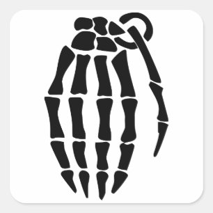 Skeleton Hand Grenade Quadratischer Aufkleber