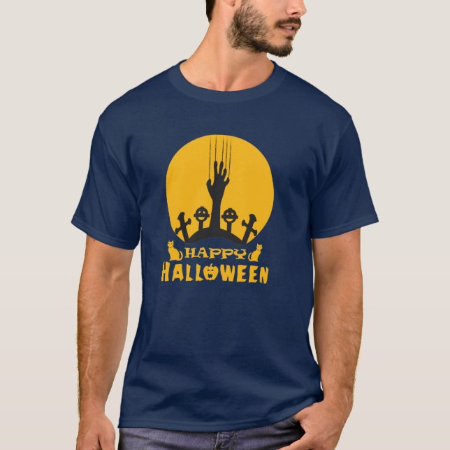 Skeleton Hand Halloween Graveyard T - Shirt (Vorderseite)