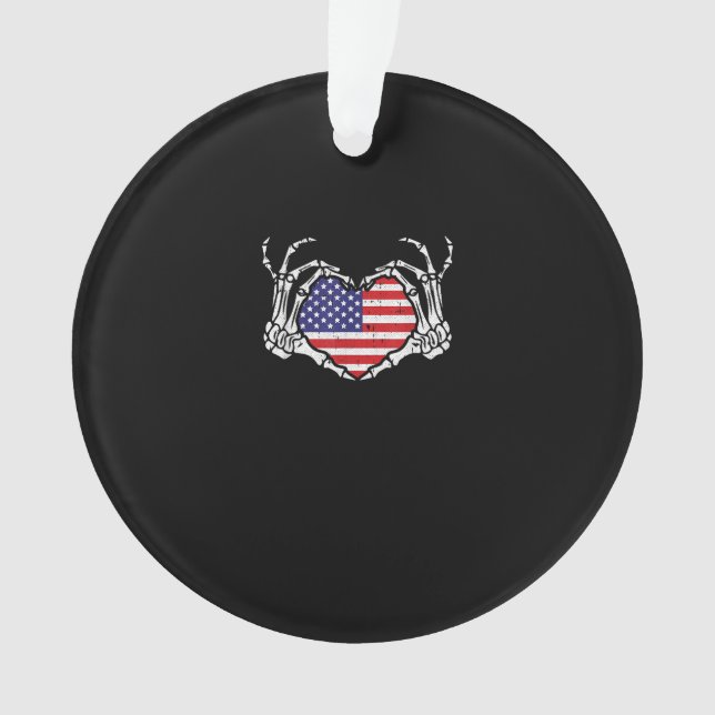 Skeleton Hand Heart 4e Du Drapeau Américain Patrio (devant)