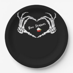 Skeleton Hand Heart Boo Season Classic Pappteller